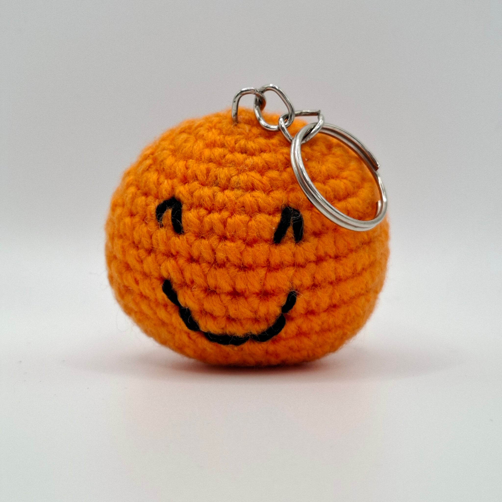 Handmade Crochet Smiley Keychain