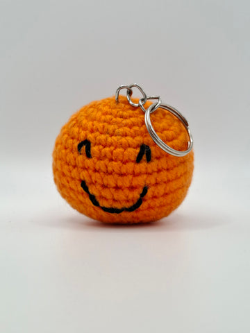 Handmade Crochet Smiley Keychain