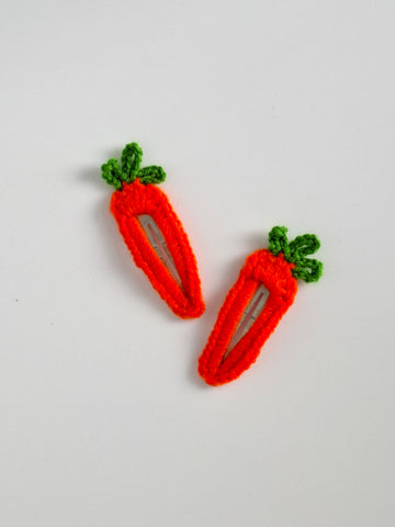 Handmade Crochet Carrot Hair Pins - Tiny Prets UK